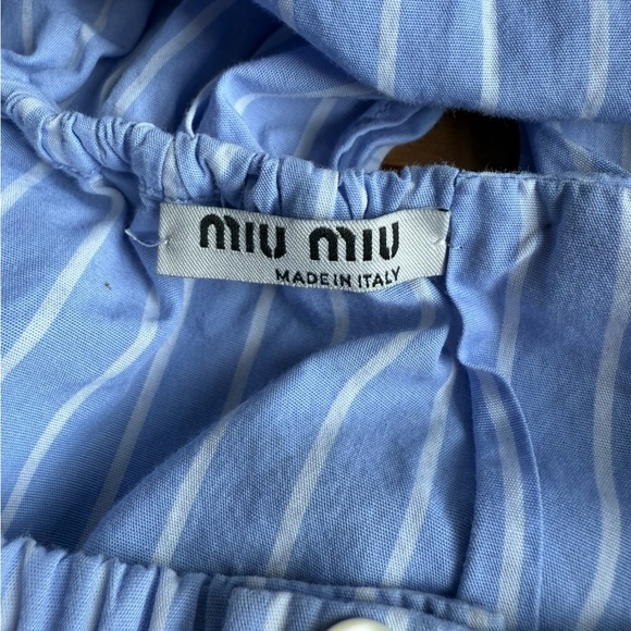 Miu Miu Blue Stipped Off The Shoulder Crop Top Size Small - Picture 8 of 8